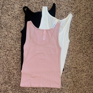 Set of Three Skims Soft Lounge Tank - Pink, White, Black